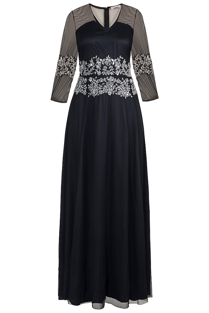 Black Embellished Gown by Attic Salt